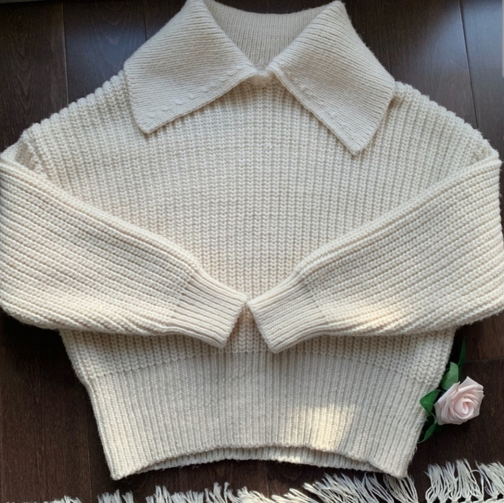 H&M Collared Wool Blend Knit Sweater